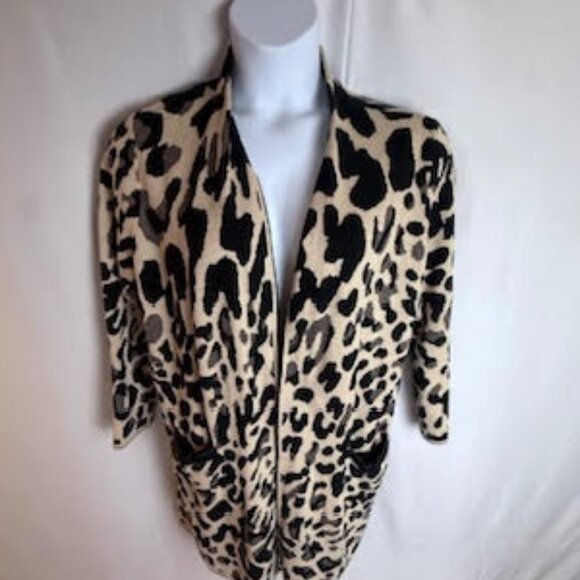 Chico’s Leopard Print Open Front Cardigan Sweater Jacket Women’s Size 3 (XL/16) - Picture 3 of 14